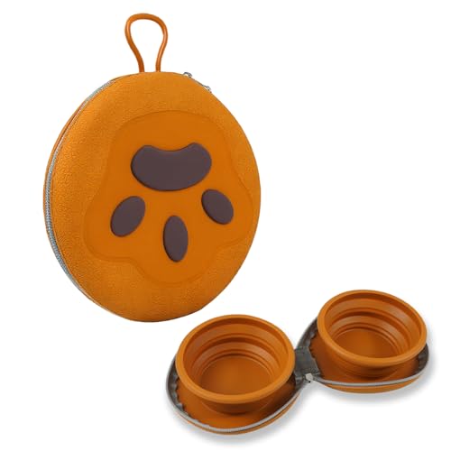 Zegcohjave 2-in-1 Collapsible Dog Bowls,Portable Dog Food and Water Bowl - color: brown