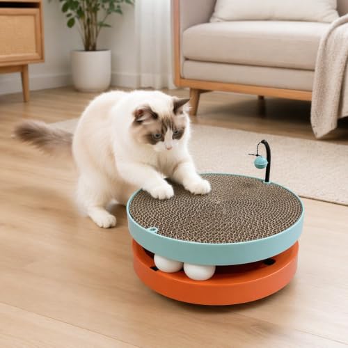 Interactive Cat Ball Track Toy Cat Scratcher (Orange) - color: Orange