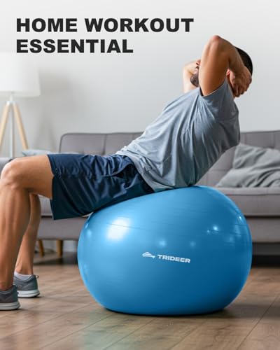 Trideer Yoga Ball for Exercise, Pregnancy, Exercise Ball, Pump Included - color: Sapphire blue, size: L(23-26ines/58-65cm)