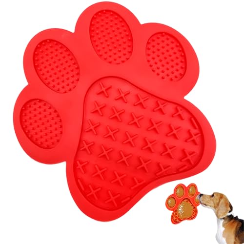 Dog Lick Pad, Dog Washing Distraction Device, Slow Eating Cute Pet Mat with Super Suction for Dogs Licking Peanut Butter, Pet Bathing, Grooming Training (red) - color: Red