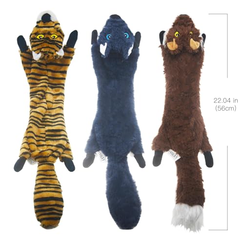 SHARLOVY Dog Squeaky Toys 5 Pack, Pet Crinkle Toy No Stuffing Animals Plush - color: 5 Pack, size: Large