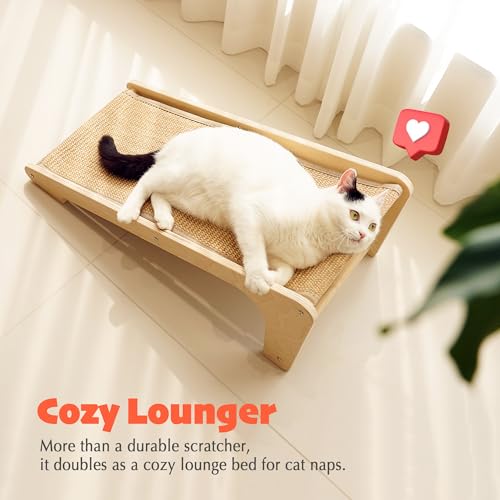 PETKARAY L Shape Cat Scratcher, Sisal Kitty Scratching Ramp, Vertical Scratch Pad for Indoor Cats, 25.2" Furniture Protector with Catnip, Classic - color: Classic