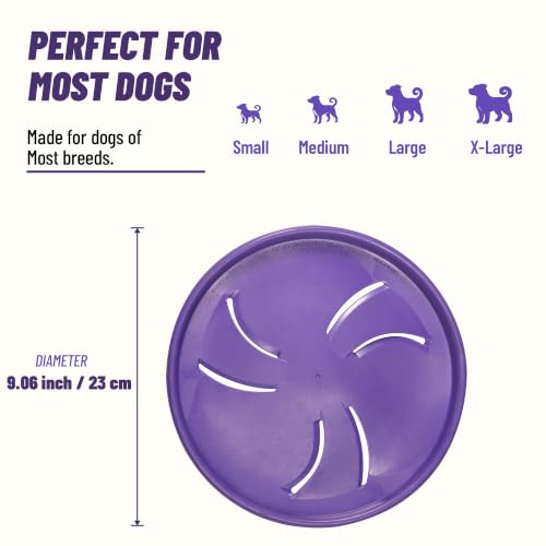 Dog Flying Disc, Flexible TPR Dog Fetch Toy, 9.06 inch, Purple - color: Purple, size: Large