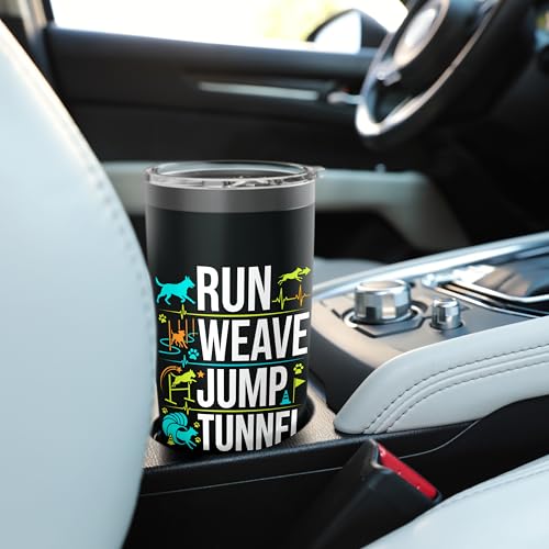 Run Weave Jump Tunnel Dog Agility Stainless Steel Insulated Tumbler - color: Black