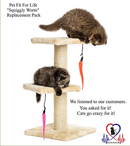 Pet Fit For Life 5 Piece Replacement Pack of Worms for Cat and Kitten Toy - style: 5 Squiggly Worms