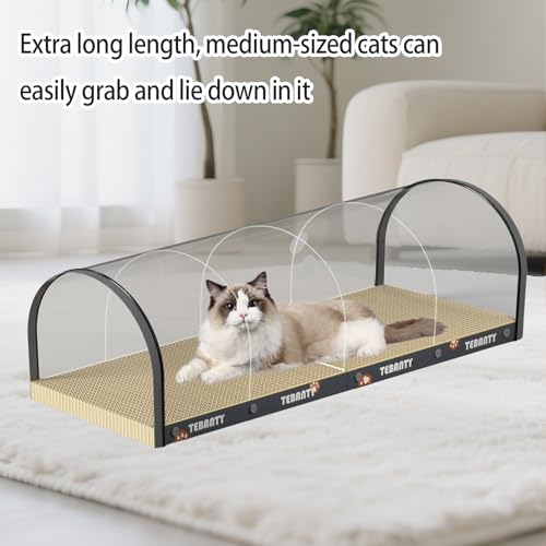 3 Function in 1 Cardboard Cat Scratcher Board, 31.5 in Cat Scratcher House, Cat Scratchers for Indoor Cats, Arched Cats Scratch Pad As Cat Bed, Cat Tunnel for Sleep, Grind Claws (Dark Gray) - color: Dark Gray