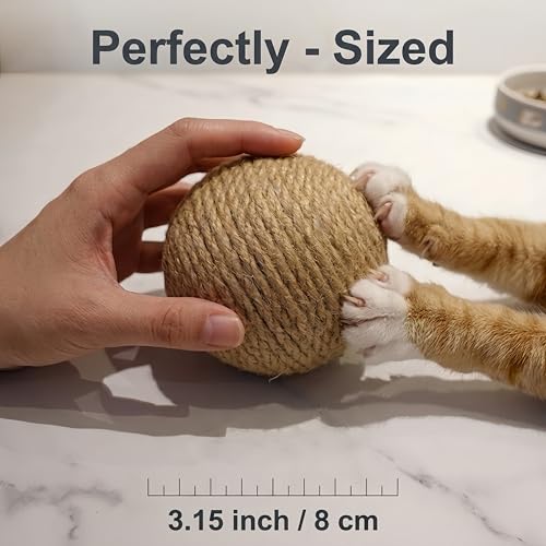 Merlin's Elf Cat Toy Balls for Indoor Cats and Kittens, Natural Sisal, Wool Felt, Rattan and Cotton Balls for Chasing and Interactive Play, 4 Pack