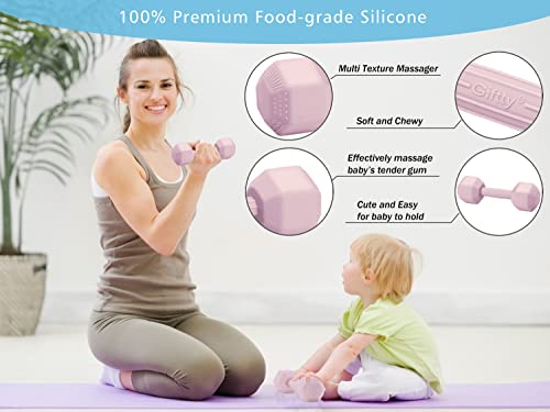 Giftty Baby Dumbbell Toy - Silicone Infant Rattle Teething Toy Teether Toddler Sensory Toy Durable Safe Exercises Workout Weight - Great Gift for Girls and Boys (1pcs - Sandy Brown) - color: Sandy Brown