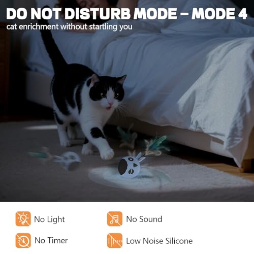 Cat Ball Toy, Upgraded Smart Motion Sensor Moving Ball with 3 Speed Modes & 4 Sounds, Interactive Toy for Indoor Cats, Motion Activated, Chirping Light, 2 Feather Tails(Blue) - color: Blue