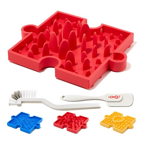 HOWGO Modular Puzzle Lick Mat for Dogs (1Pack, Red) - color: 1 Red