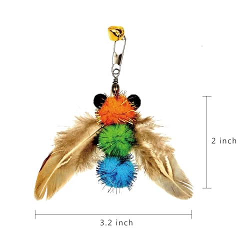 miwoowim 6PCS Bee Feather Cat Wand Refills, Interactive Teaser Replacements - color: 6 yellow bees