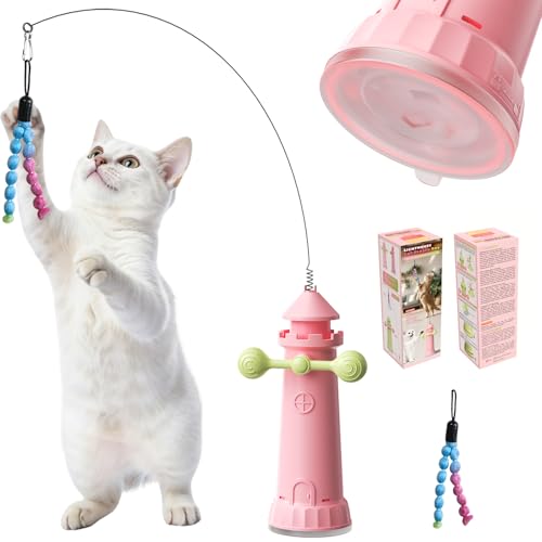 Interactive Cat Toy for Indoor Cats, Strong Suction Cup, Extra Yarn - color: Pink