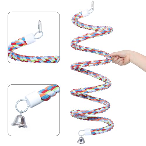 Kintor Bird Rope Bungee Perch,Cotton Chew Toy Swing for Medium Large Parrot - size: 118inch