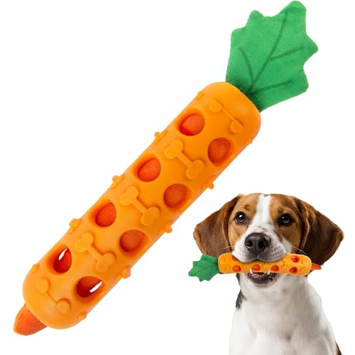 Fida 2-in-1 Puppy Teething Toys, Natural Rubber Chew Toys for Dogs, Carrot - color: Orange Carrot