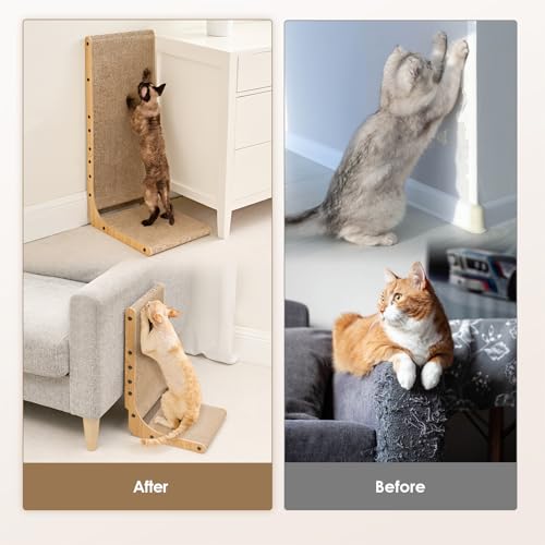 EHEYCIGA Cardboard Cat Scratcher for Indoor Cats, 32 Inch, Brown - color: Brown, size: 17x13.1x32