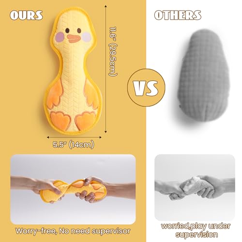 Nocciola Duck Squeaky Dog Toy, New 2025 Indestructible Dog Toy for Aggressive Chewers, Stuffed Toy with Two Tough Layers, Minky Plush for Comfort and Chewing, Yellow - color: Minky Yellow
