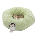 PEQULTI Green Donut Cat Tunnel Bed Washable Plush Mat for Multi Small Pets - color: Green