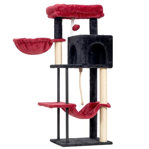 Gitelsnour Cat Tree, 43.3'' Cat Tower with Hammock for KittensGCT004SBR - color: Black and red, size: 43.3 inches