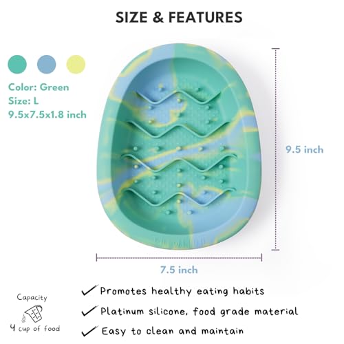 CHEWFFON Dog & Cat Lick Mat Bowls with Suction Cups, Green - color: Green, size: Large