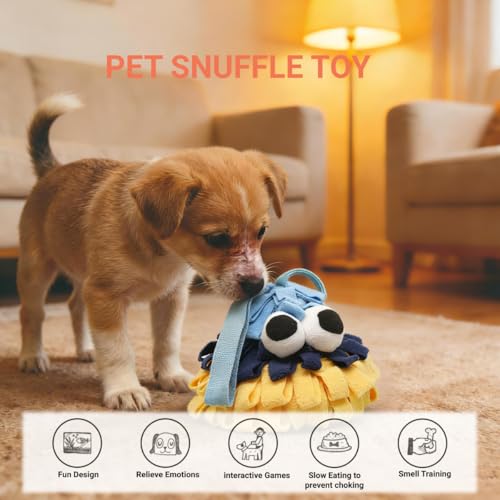 Small Dog Pinecone Snuffle Toy-Squeaky Crinkle Hide & Seek Puzzle Blue - color: blue