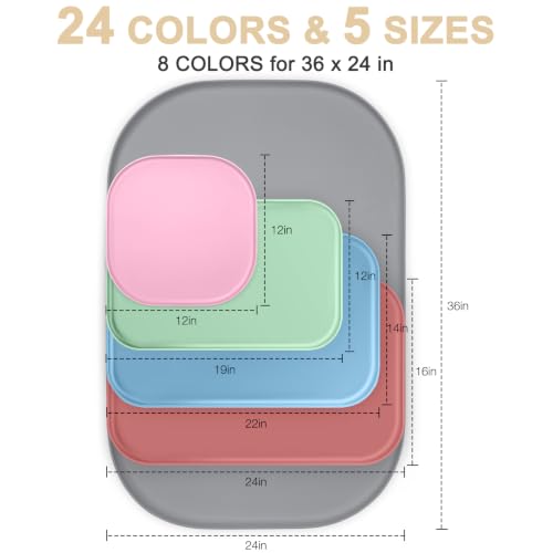 SMILOOL Waterproof Silicone Pet Food Mat with Raised Edge for Dog & Cat - color: Erythrinus, size: 22"L x 14"W