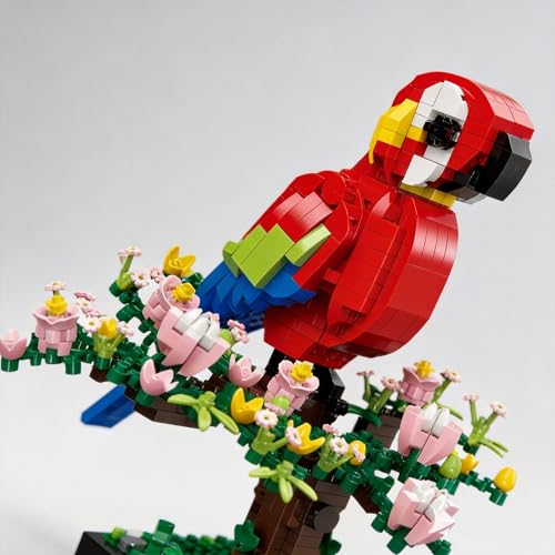3D Scarlet Macaw Bird Micro Blocks Set - 900Pcs Tropical Model