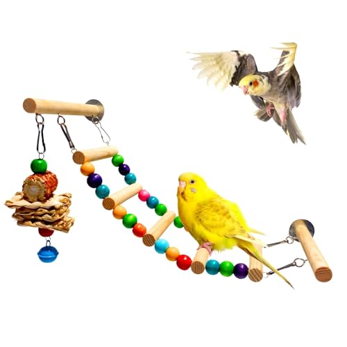 Bird Ladder for Cage, Natural Wooden Parrot Climbing Ladder