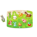 Hape Farmyard Peg Puzzle | 10 Piece Wooden Animal Peg Jigsaw Puzzle Game, Learning Toy for Toddlers, Multicolor, 5'' x 2'' - style: farm puzzle