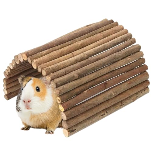 Tfwadmx Wooden Hamster Bridge, Extra Large Small Animal Bendy Bridge Tunnel Hut Hideout Ladder Hideaway Climbing Chew Toy for Gerbil Guinea Pig Chinchilla Rabbit Ferret Hedgehog Rat Gerbil - size: 1 pc willow wood