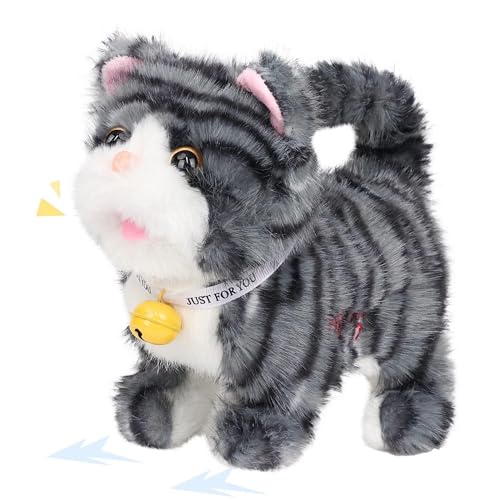 Easfan Walking Kitty Cat Stuffed Animal Talking Plush Toy for Kids - style: Tabby cat