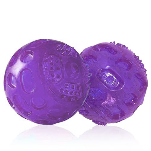 3'' Squeaky Dog Toy Balls for Lagre Medium Breed, Indestructible Dog Balls for Playing, Fetching & Retrieving, Durable Aggressive Chewers, 2 PCS Purple - color: Purple+Purple