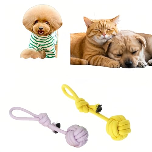 CandyColor Dog Cat Chew Rope Toy - 30cm Non-Toxic Dental Teething Toy for Puppies Kittens, Durable Rainbow Macaron Cotton Rope - Anti-Anxiety Interactive Play, Furniture Saver & Machine Washable
