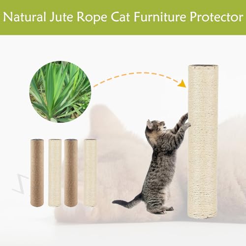 2 Pcs Cat Scratching Post Replacement for Indoor 15.7 x 3.1 Inches Cats Tree Replacement Parts Natural Sisal Cat Scratch Posts Refill Pole Part with M8 Screws Spare Cat Furniture Accessories - color: 【2 Pcs+White 】