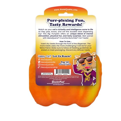Meowijuana Knock 'n' Nibble Fall Pumpkin Treat-Dispensing Cat Toy - color: Pumpkin