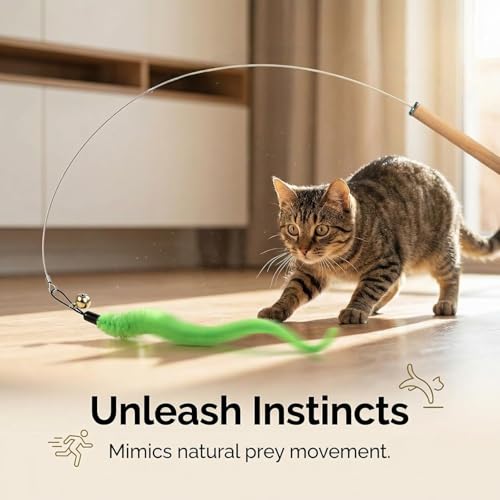Octopus Cat Wand Toy Blue, Interactive Cat Toy Kit: Fun Wand Toy with Retractable Wand & 3 Feather Refills, Cat Feather Toy for Play Chase Exercise