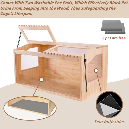 Wooden Hamster Cage,32"x16"x16"Large Hamster Cage,2 Washable Liners & 2 Adjustable Ventilation Window. Small Animal Cage for Dwarf Syrian Hamsters Degus Mice & Other Small Pets. - size: 32.0"L x 16.0"W x 16.0"H