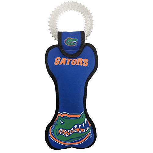 Pets First NCAA Florida Gators Dental Dog TUG Toy with Squeaker. Tough PET Toy for Healthy Fun, Teething & Cleaning Pets Teeth & Gum - color: Florida Gators