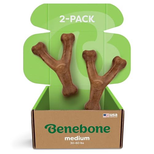 Benebone 2-Pack Wishbone Toy for Aggressive Chewers, Real Bacon, Medium - size: 2 Pack - Medium