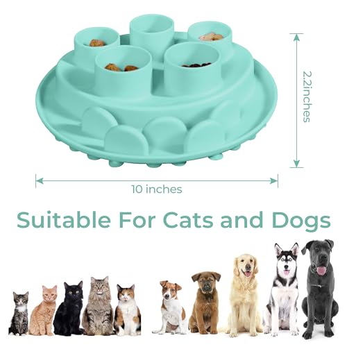 Puzzle Feeder Slow Feeder, Interactive Cat Puzzle Toy for Mental Stimulation, Silicone Cat Enrichment Toys, Reduces Boredom and Trains Intelligence, Green