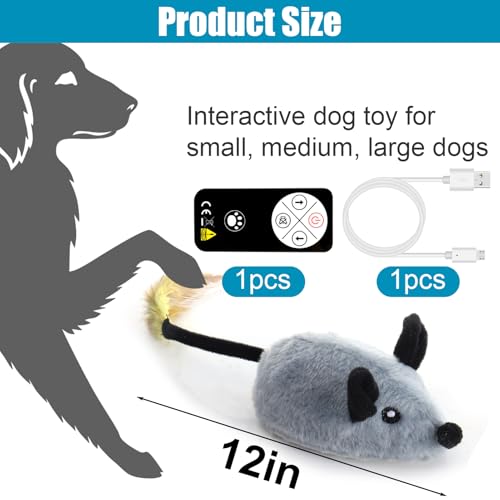Interactive Dog Toys, Fake Mouse Moving Dog Toy with Automatic Sensor - color: Gray Remote Version