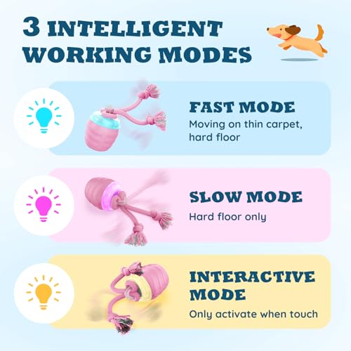 Interactive Dog Toys - Motion Activated Balls for Medium/Large Dogs, Automatic Moving Dogs Toy for Boredom, Interactive Dog Ball to Keep Them Busy(Light Pink) - color: Light Pink