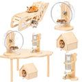 Novabright 5 Pcs Hamster Wooden Cage Accessories Hideout Wheels Platform - style: Basic Play Set