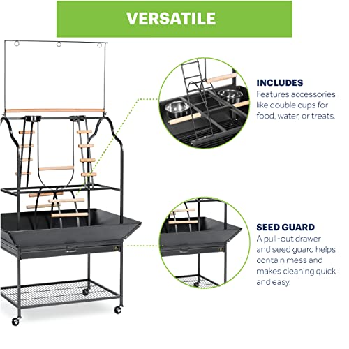 Prevue Pet Products Parrot Play Stand with Wheels - Black - size: Large