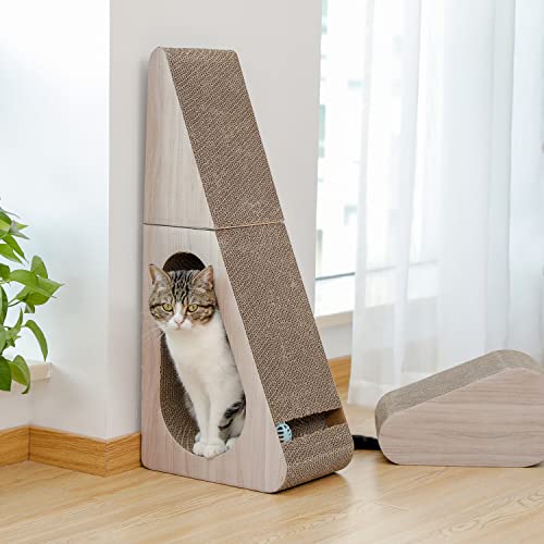 PAWZ Road 28.3" Cardboard Cat Scratcher Triangle 2 in 1 Cat Scratching Ramp