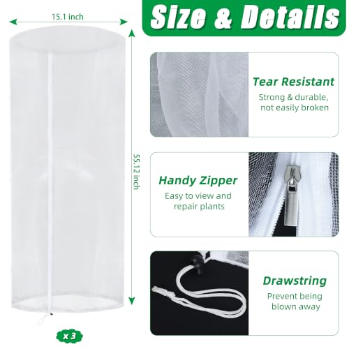 Garden Netting for Tomato Plants, Round Tomato Cage Plant Cover with Zipper