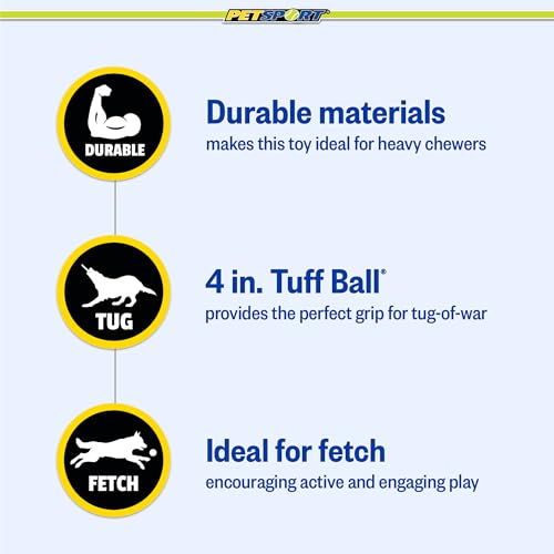 PetSport Mega Tuff Ball Tug Dog Toy - Mega Tennis Balls for Large Dogs, Dog Tug Toys, Great for Boredom & Aggressive Chewers, Dog Toy, Certified Non-Toxic, Won’t Wear Down Teeth - 6" - size: 6 inch (Pack of 1)