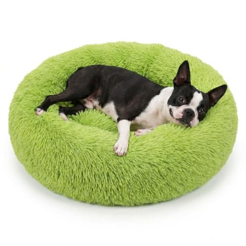 nononfish Cozy Donut Dog Bed,Soft Plush Round Pet Bed - color: Grass Green, size: 28"Medium (Pack of 1)