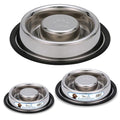 Palz&Co Center Slow Feeder Stainless Steel Dog Bowl, Non Slip, No Spill, Promotes Healthy Eating and Mental Stimulation, Dishwasher Safe (Small Medium 16 Oz) - size: Sm/Md 16 Oz