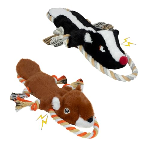 No Stuffing Rope 2-Pack Dog Toys, Chew Toys for Medium, Large Pets - color: Black, Brown