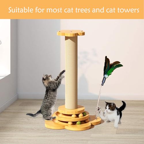 4 Pcs Cat Scratching Post Replacement for Indoor 15.7 x 3.1 Inches Cats Tree Replacement Parts Natural Jute Pole Part Cat Scratch Posts Refill with M8 Screws Spare Cat Furniture Accessories - color: 【4 Pcs+Brown 】